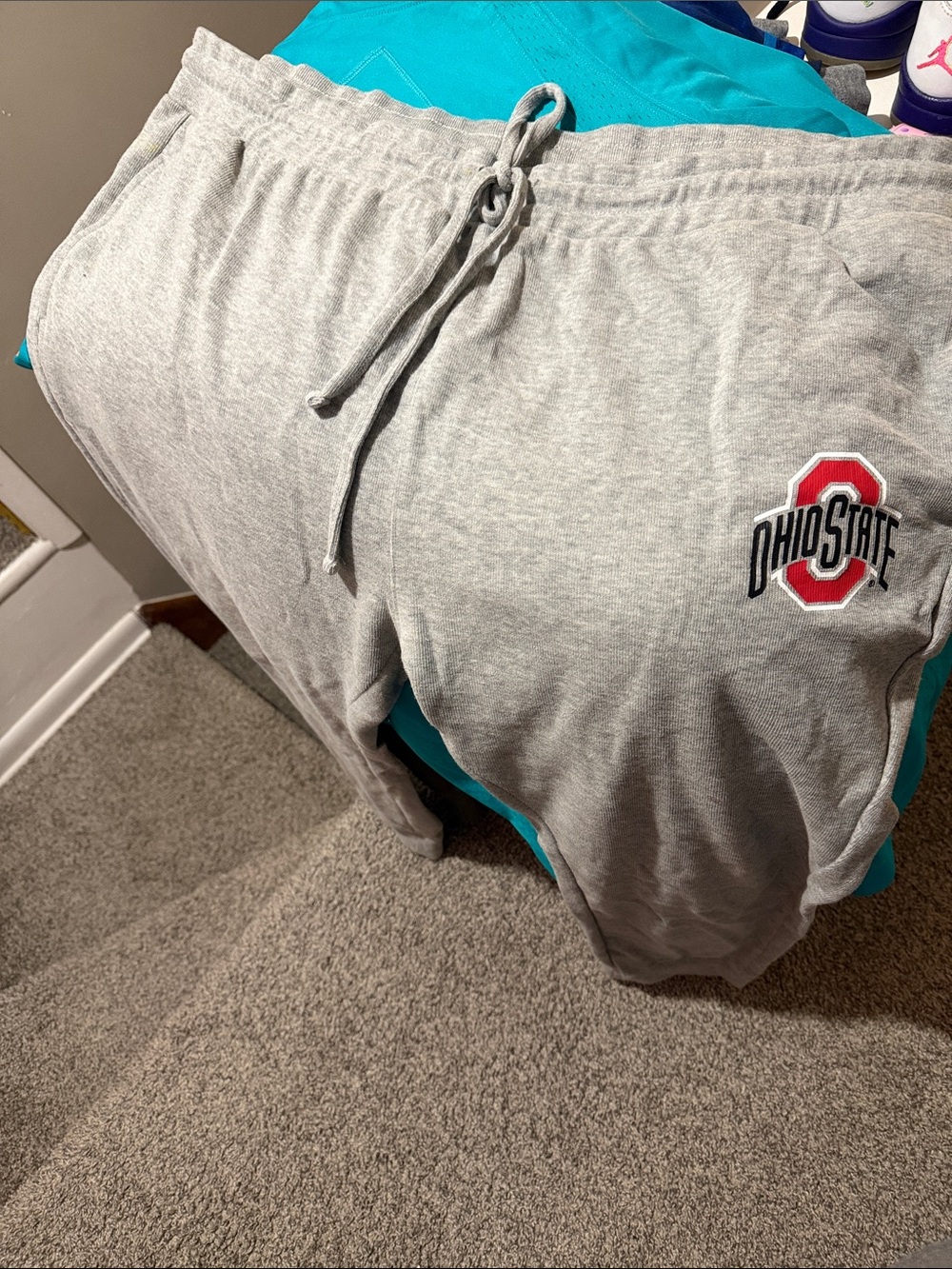 Gray Men's Ohio State Buckeyes Athletic Fleece Joggers with Drawstring.